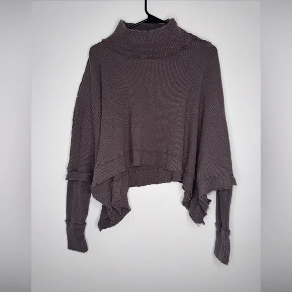 Free People We The Free Moon Daisy Thermal Pullover Horseshoe Large Sweater - Picture 5 of 12